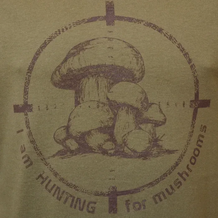 Футболка з принтом - I am hunting for mushrooms, хакі Acropolis ФГ-3