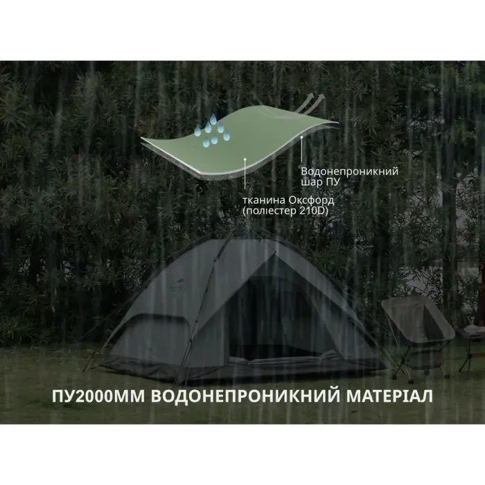 Намет тримісний автоматичний Naturehike NH21ZP008, темно-зелений
