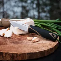 Ніж фіксований туристичний Ganzo G807 (8.8 см) 9CR14 / PP+TPR бежевий з чохлом