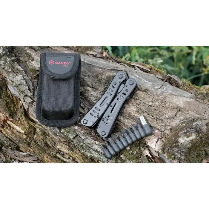 Мультитул Ganzo G103, (19.3 см) 22 функції, чорний + біти та чохол