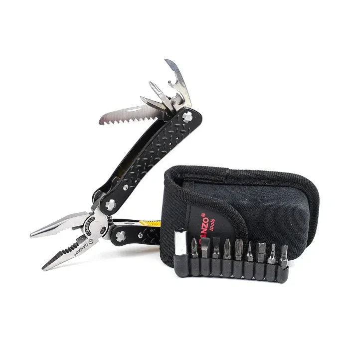 Мультитул Ganzo G106, (16.5 см) 22 функції, чорний + біти та чохол