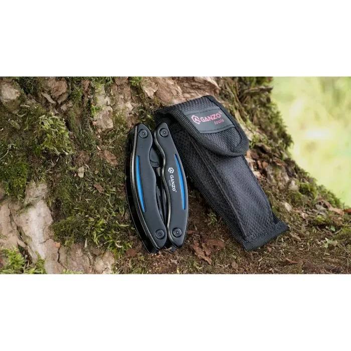 Мультитул Ganzo G109, (16.5 см) 10 функцій, чорний з червоним + чохол