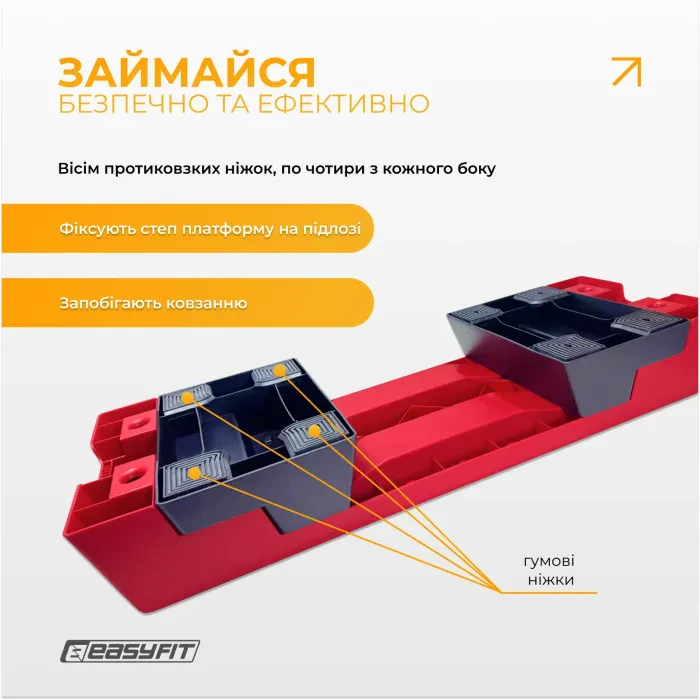 Степ платформа EasyFit 3 рівня (155-255мм) для аеробіки, фітнесу, HIIT до 350кг