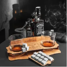 Комплект 12 камни для виски и напитков, 2 стакана Bohemia и подставка