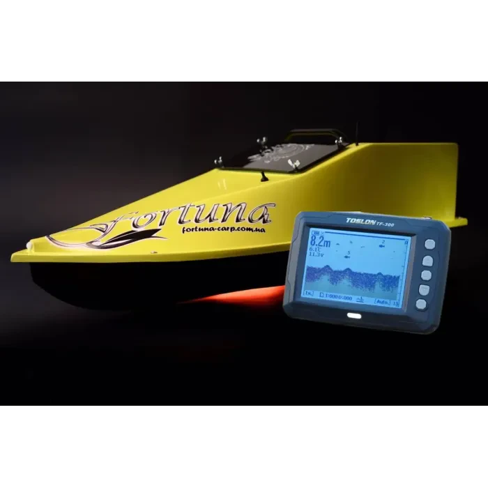 Кораблик для підгодовування Фортуна (27000 mAh) з ехолотом Toslon300 Жовтий