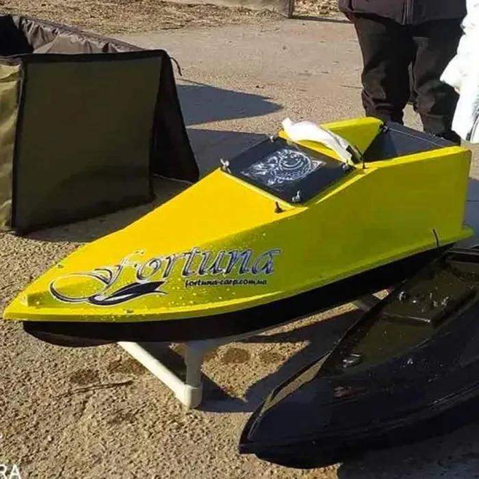 Рибальський кораблик для підгодовування Фортуна 45000 mAh Жовтий. Прикормовий кораблик з круїз контролем