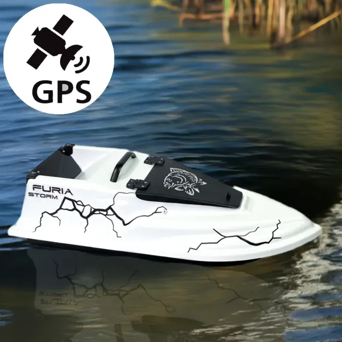 Кораблик для риболовлі Фурія Шторм 21000 мАг. з GPS автопілот (V3_9+1) Білий. Електричний кораблик