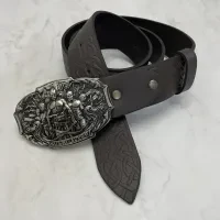 Шкіряний пояс з тисненням для чоловічого ременя Gorillas Accessories (коричневий) bb78