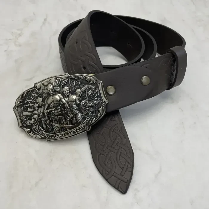 Шкіряний пояс з тисненням для чоловічого ременя Gorillas Accessories (коричневий) bb78