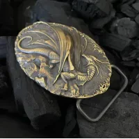Кожаный Ремень Ручной работы с пряжкой "Дрогон" латунь Gorillas Accessories. Мужской ремень для подарка