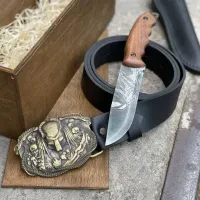 Нож + Кожаный Ремень. Подарочный набор "Хищник" для мужчин Gorillas Accessories ручная работа