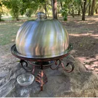 Садж для шашлику з підігрівом 30 см Gorillas BBQ SD5: кований піднос для м'яса з соусницями та кришкою