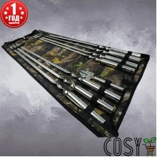 НАБОР ШАМПУРОВ В ЧЕХЛЕ СЕРЕБРО, (7 ШТУК, ВИЛКА ДЛЯ СНЯТИЯ МЯСА + ЧЕХОЛ)