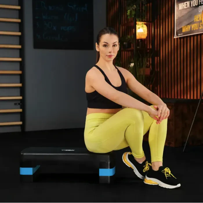 Степ-платформа Trex Sport TX-030AS регульована 3 рівня (чорно-блакитний) для фітнесу, вдома, до 350 кг