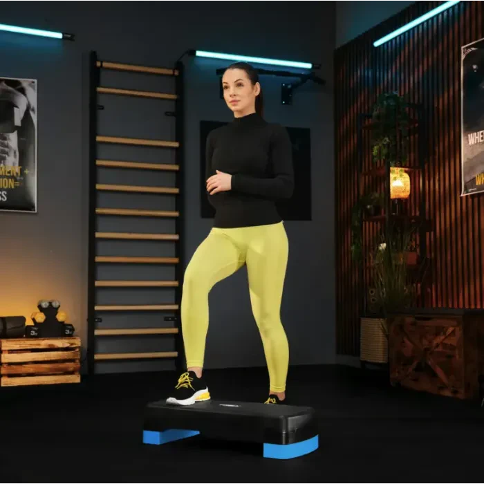 Степ-платформа Trex Sport TX-030AS регульована 3 рівня (чорно-блакитний) для фітнесу, вдома, до 350 кг