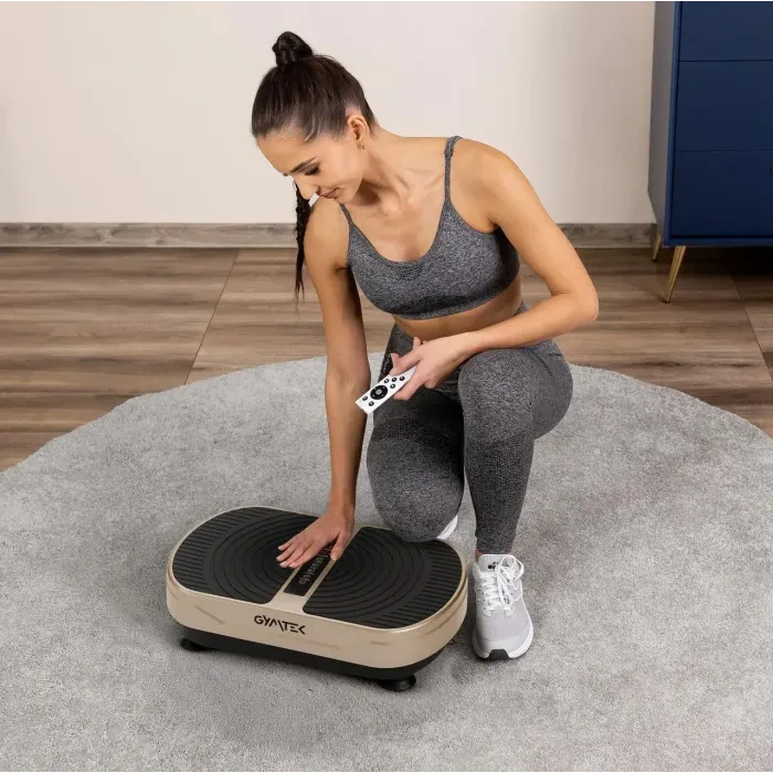 Віброплатформа Gymtek XP300 золотиста: для схуднення, фітнесу та масажу будинку. Еспандери у комплекті.