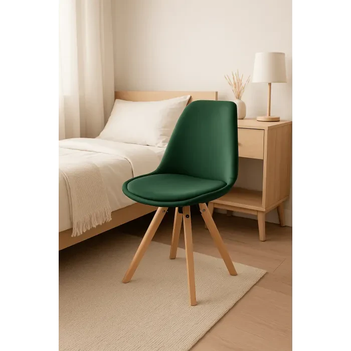 Стул Saida Jumi в скандинавском стиле с деревянными ножками зеленый
