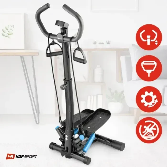 Степер для дому зі стійкою Hop-Sport HS-055S Noble blue, тренажер для тренувань різних груп м'язів.