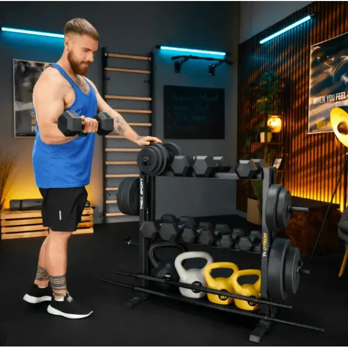 Стойка 3-уровневая для гантелей, грифов и гирь Trex Sport TX-075DR