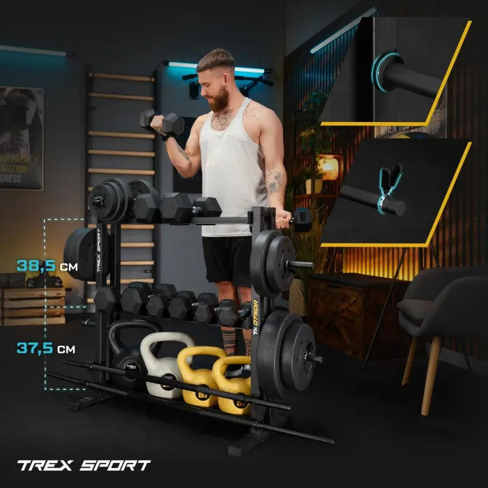 Стойка 3-уровневая для гантелей, грифов и гирь Trex Sport TX-075DR