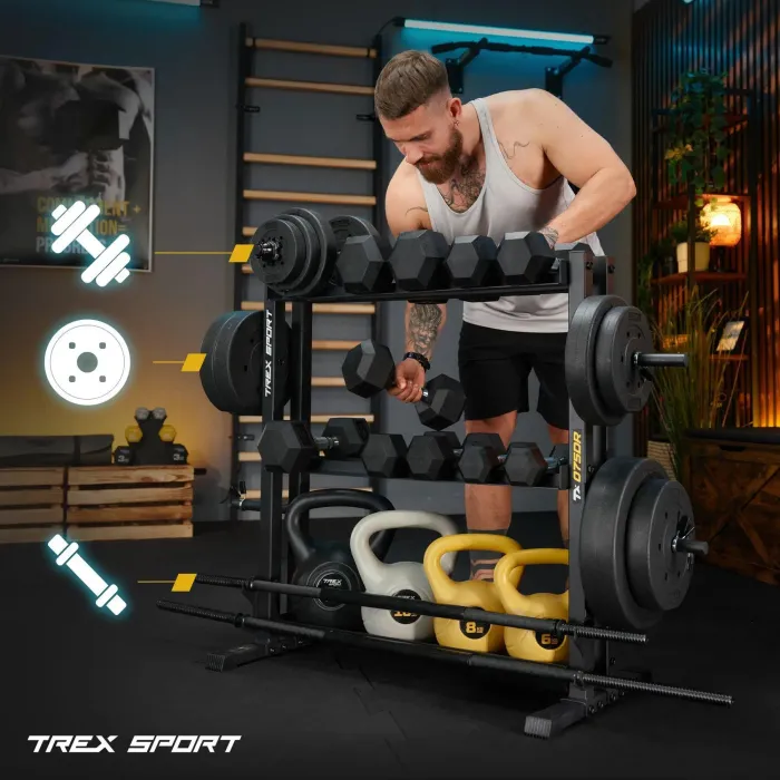 Стойка 3-уровневая для гантелей, грифов и гирь Trex Sport TX-075DR