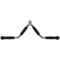 Ручка для тяги V-образная York Fitness хром, резиновые рукоятки, многофункциональная, для блочных тренажеров