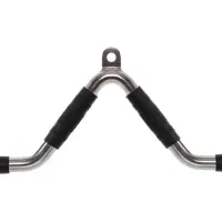 Ручка для тяги V-образная York Fitness хром, резиновые рукоятки, многофункциональная, для блочных тренажеров