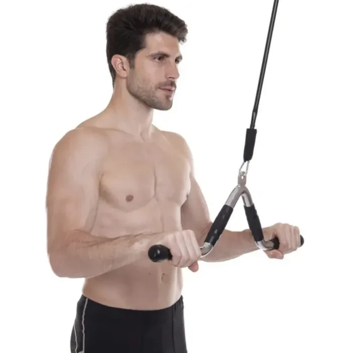 Ручка для тяги V-подібна York Fitness хром, гумові рукоятки, багатофункціональна, для блочних тренажерів