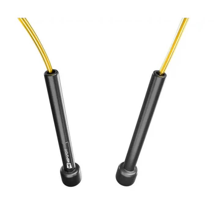 Скакалка Hop-Sport Crossfit NEW з пластиковыми ручками HS-P025JR желтая
