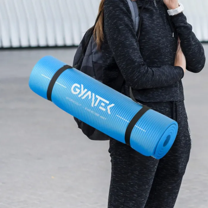 Коврик (мат) для йоги и фитнеса Gymtek NBR 1см голубой