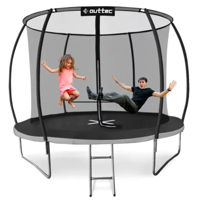 Батут Outtec Premium 10ft (312см) чорно-сірий із внутрішньою сіткою. Розбірний, для дорослих та дітей