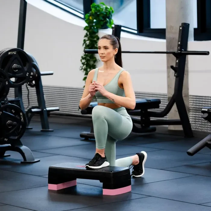 Степ-платформа Gymtek 3-х рівнева чорно-рожева: для фітнесу, регулювання висоти, до 150 кг