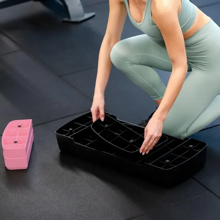 Степ-платформа Gymtek 3-х рівнева чорно-рожева: для фітнесу, регулювання висоти, до 150 кг