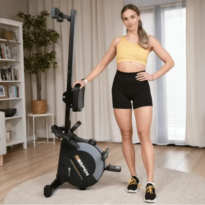 Гребной тренажер Hop-Sport HS-080R Aspen магнитный черно-золотистый