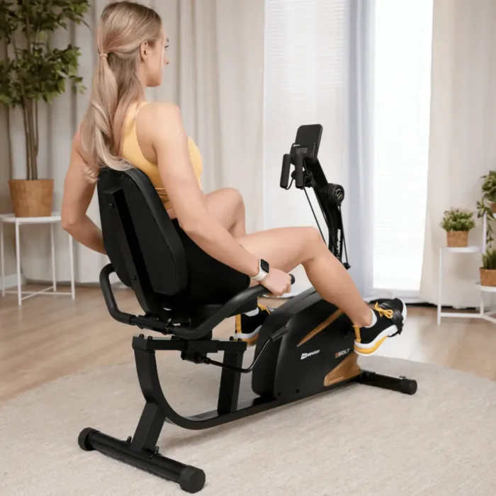 Горизонтальный велотренажер Hop-Sport HS-045L Volt магнитный золотистый