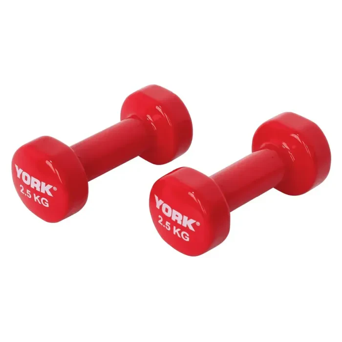 Гантели для фитнеса виниловые круглые York Fitness 2х2,5кг красный