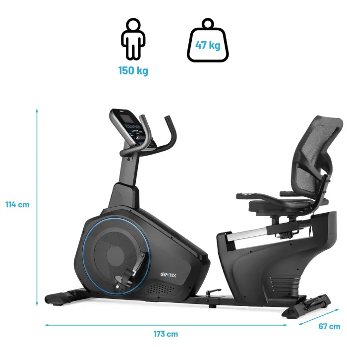 Горизонтальный велотренажер Gymtek XBR6000 электромагнитный синий