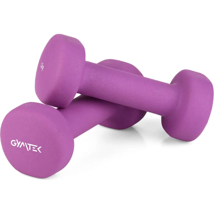 Гантели для фитнеса неопреновые Gymtek Queenfit 2х1кг фиолетовый