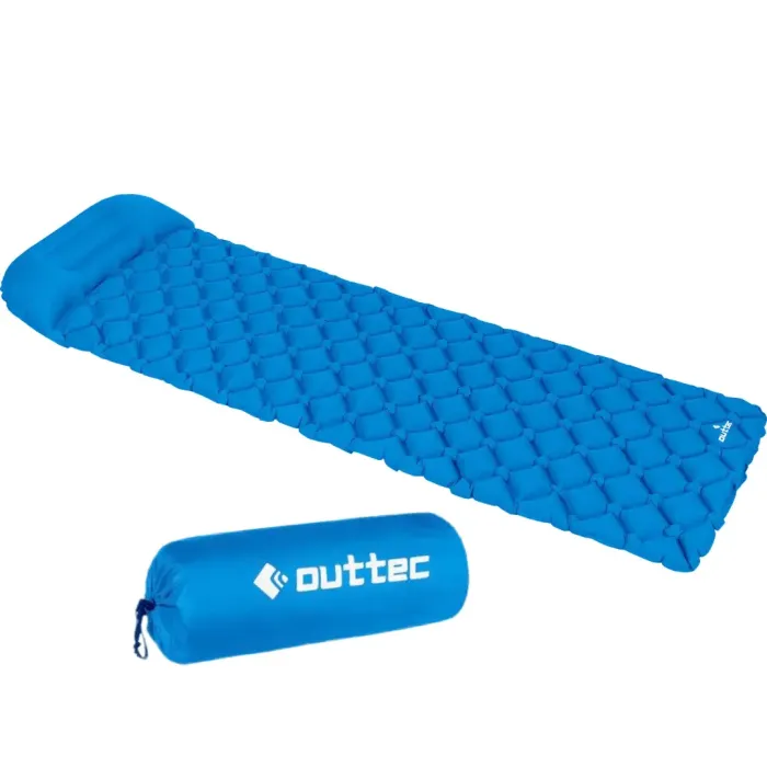 Надувной коврик Outtec 195х55х5см с подушкой соты голубой