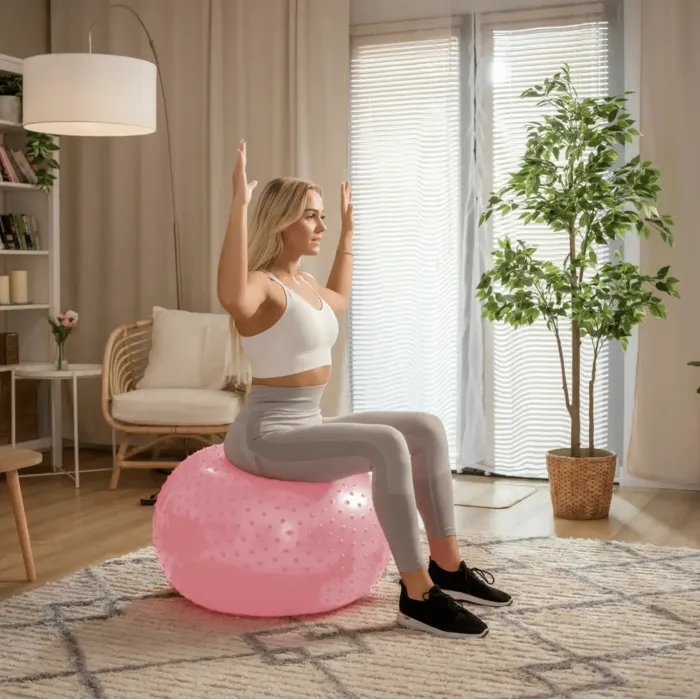 Фитбол массажный Hop-Sport 65см розовый + насос