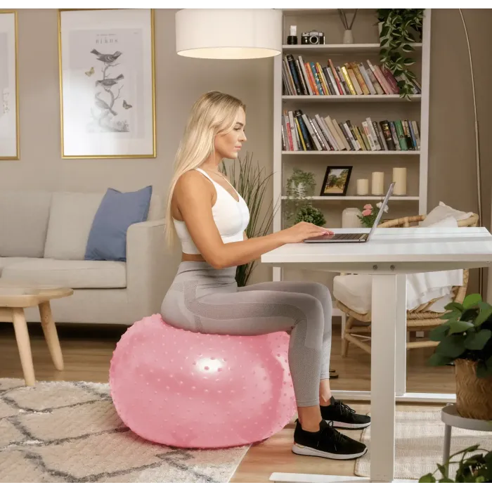 Фитбол массажный Hop-Sport 65см розовый + насос