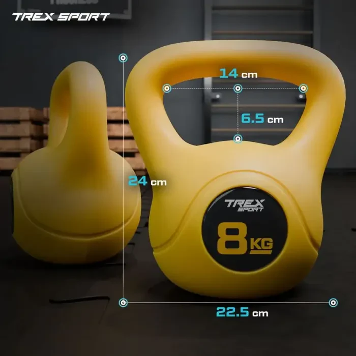 Гиря виниловая 8кг Trex Sport TX-008CKB желтая