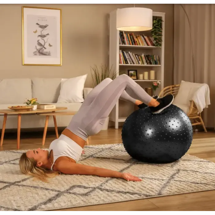 Фитбол массажный Hop-Sport 65см черный + насос