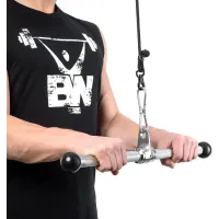 Ручка для верхней тяги York Fitness 45см прямая на трицепс с вращающимся подвесом, хром