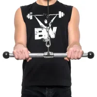 Ручка для верхней тяги York Fitness 45см прямая на трицепс с вращающимся подвесом, хром
