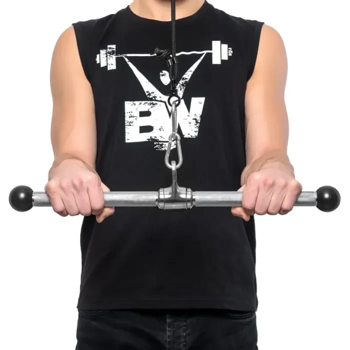 Ручка для верхней тяги York Fitness 45см прямая на трицепс с вращающимся подвесом, хром