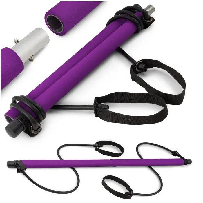 Тренировочная палка с эспандерами Hop-Sport HS-T090GS фиолетовая