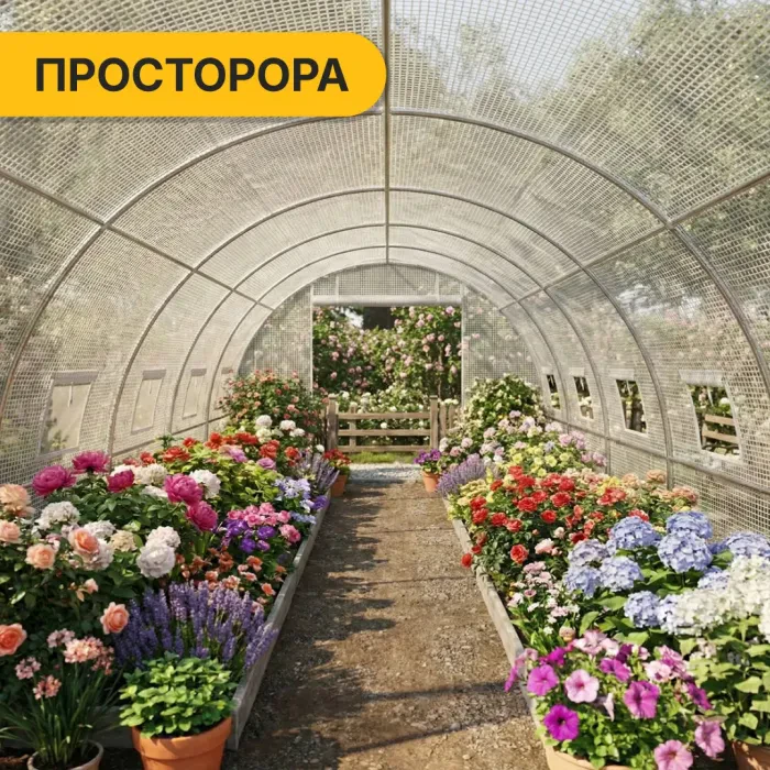 Теплица парник для рассады LEOBRO Garden 18 м² (6х3х2 м) 12 окон, армированная пленка