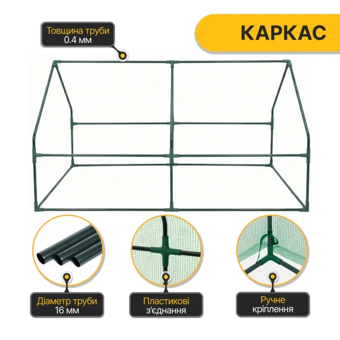 Мінітеплиця LEOBRO 180x90x90 см з УФ-фільтром. Парник для розсади