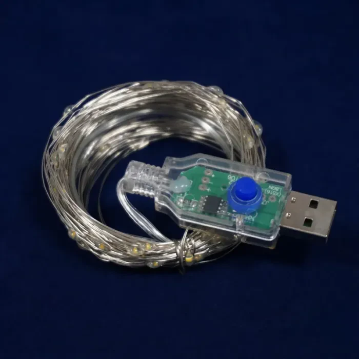 Гірлянда Роса 10м USB 100 LED (біла, на білому)